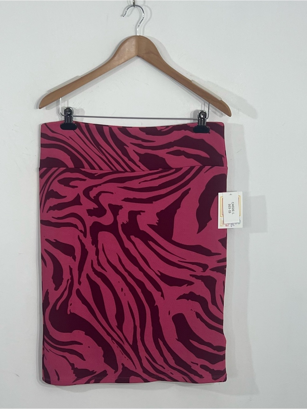 LuLaRoe Cassie Pink Pencil Skirt New Size Large Pink Zebra Print Stretchy